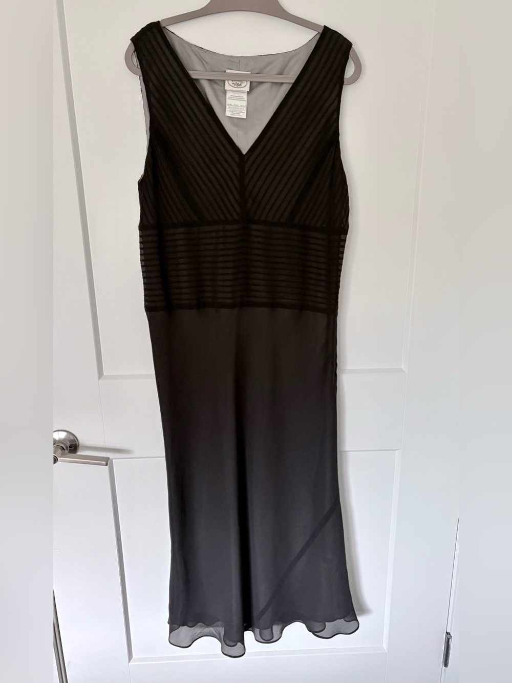 Vintage Laura Ashley 100% Silk Black Chiffon Midi Dress Y2K | Size 8